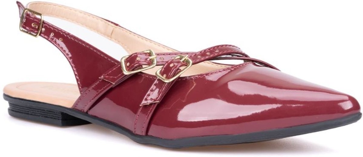 Imagem principal Sapatilha Feminina Slingback Em Verniz Bico Fino Com Fivelas off-white off-white