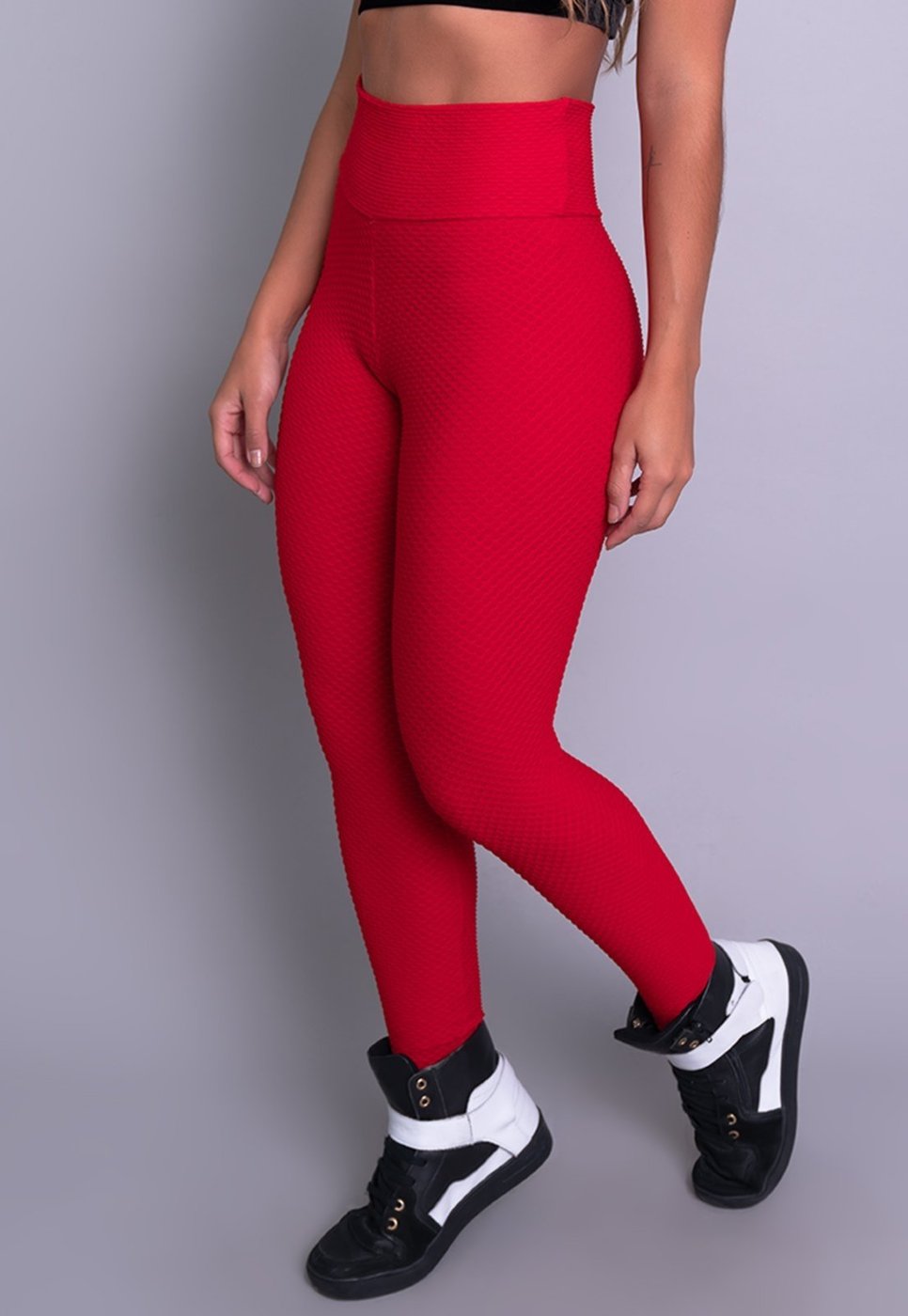 Imagem principal Calça Legging MVB Modas Cintura Alta Textura Tecido Bolha vermelho Mvb Modas vermelho