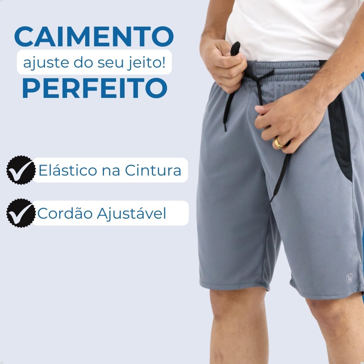 Imagem principal Bermuda Masculina Esporte Dry Fit Short Treino Academia Cross KS cinza/grafite KS cinza/grafite