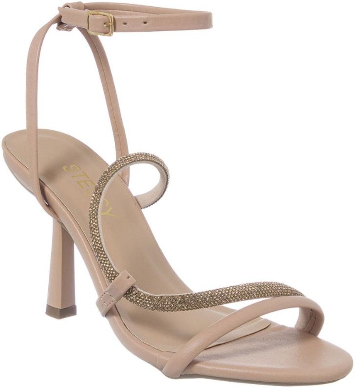 Imagem principal Sandália Feminina Salto Alto Festa Brilho Elegante Luxo Leve Stessy Shoes nude Stessy Shoes nude