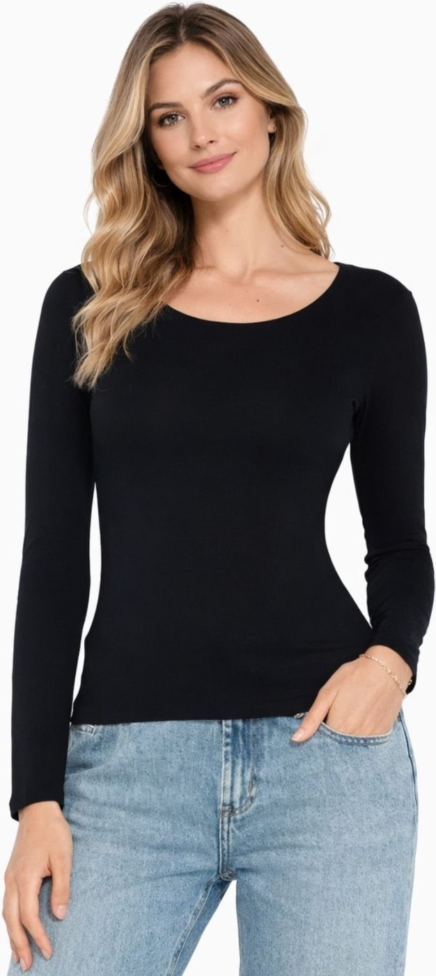 Imagem principal Blusa Viscolycra Maria Paes Manga Longa Preta preto Maria Paes preto