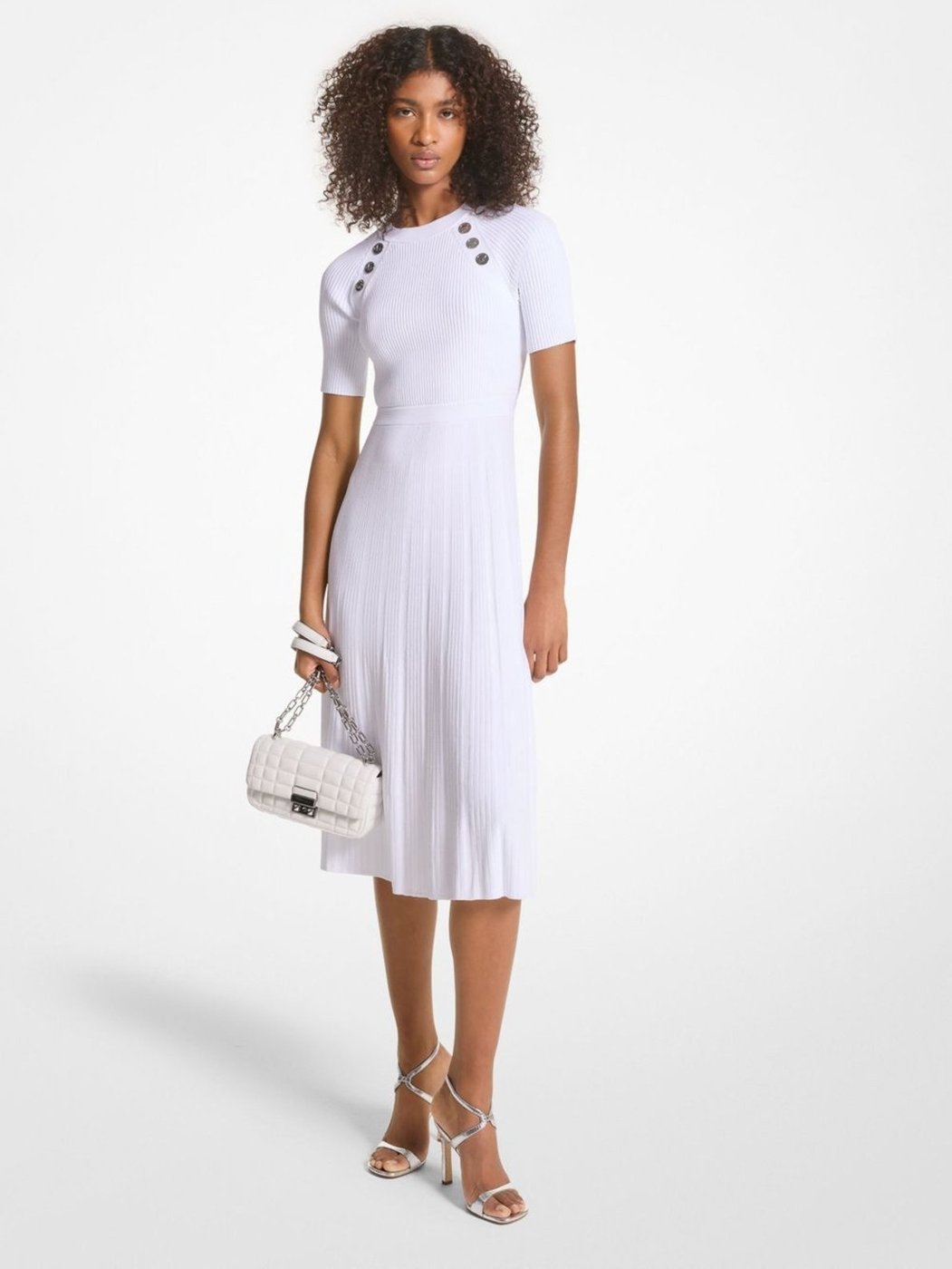 Vestido Midi De Tricô Com Botões Ms480u033d100