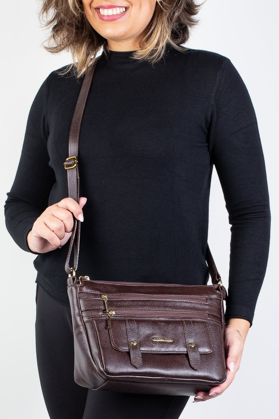 Imagem principal Bolsa Andrea Vinci Tiracolo De Couro Liso Isis - Café vermelho Andrea Vinci vermelho