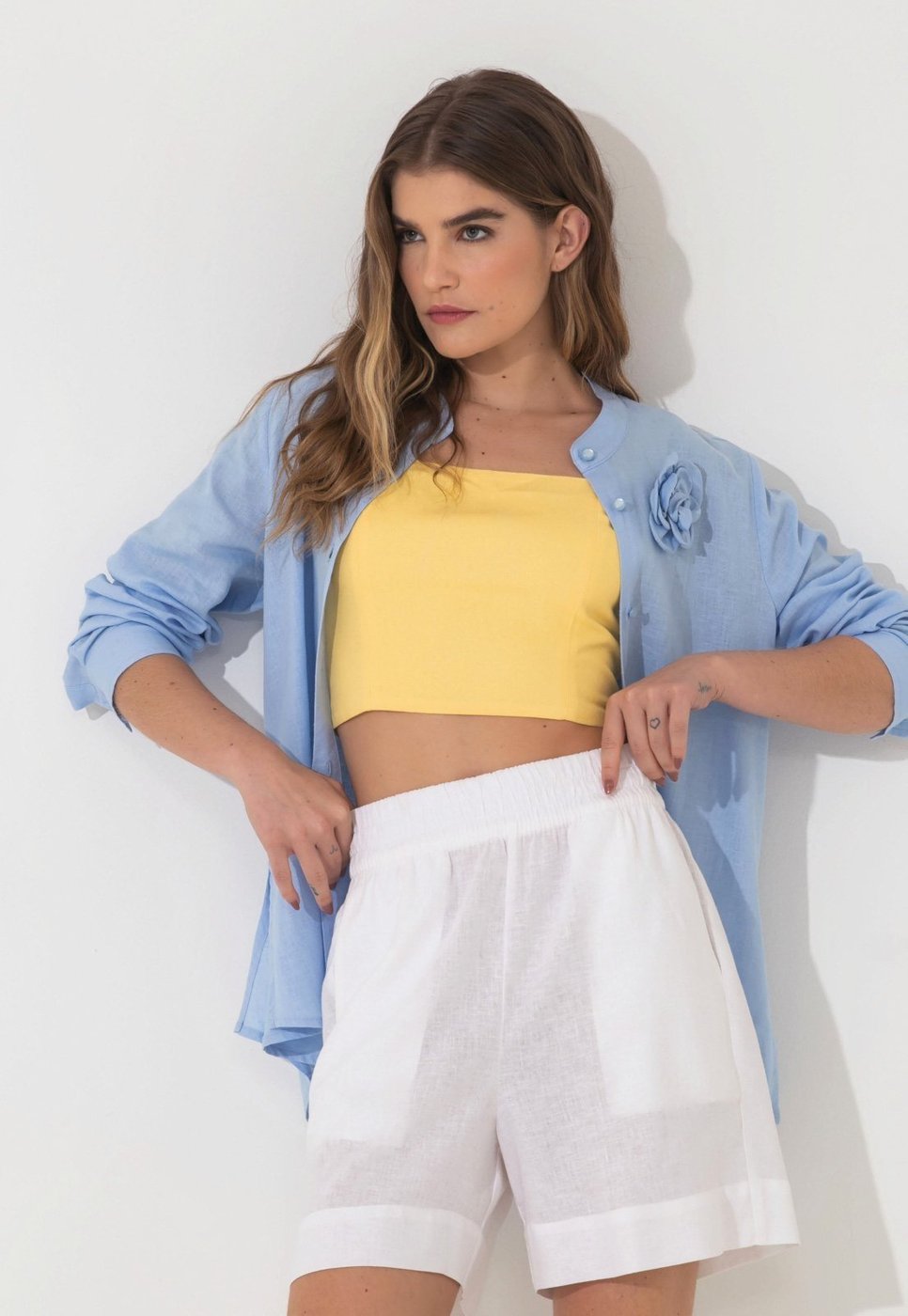 Imagem principal Short Linho Traymon Cós Elástico branco Traymon branco