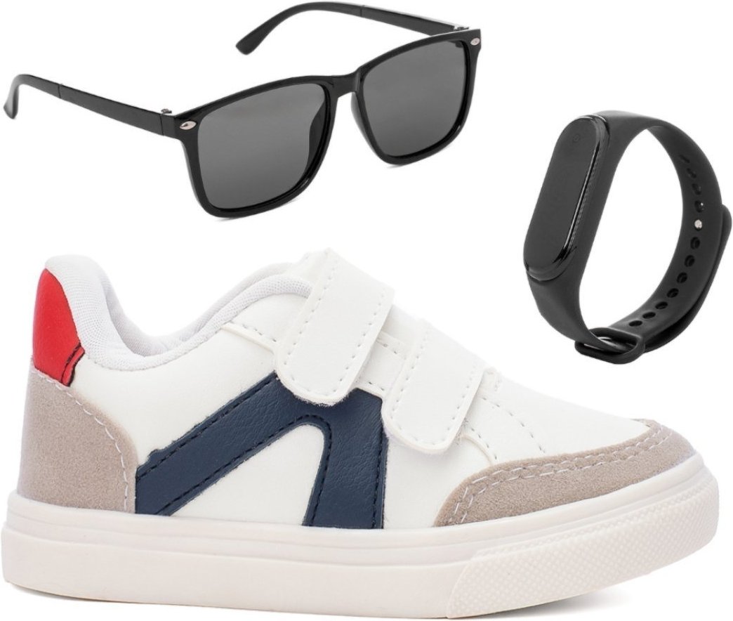 Imagem principal Infantil - Tênis Menino Funfy Conforto + Óculos E Relógio Cinza branco Funfy branco