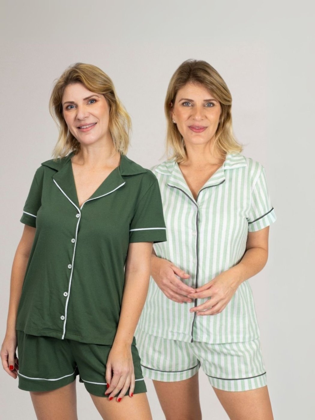 KIT Pijama Americano Curto Militar + Pijama Americano Curto Listrado