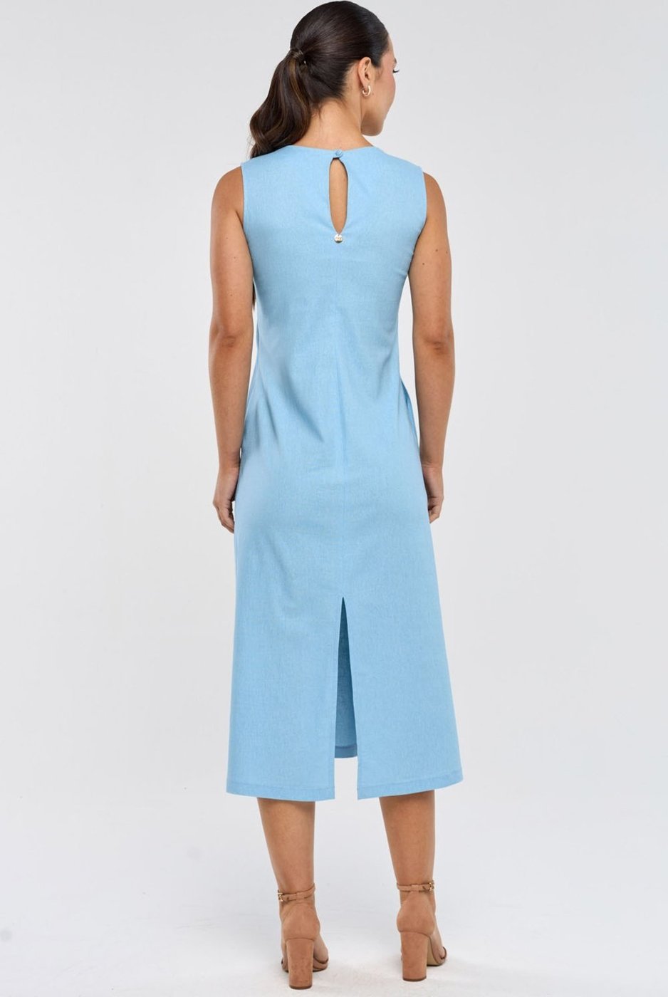 Vestido Midi PKS Com Bolsos Linho