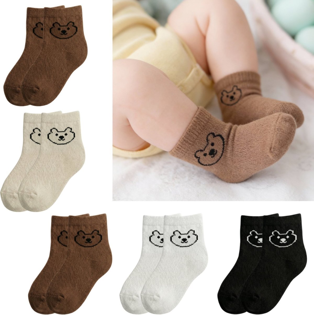 Kit 10 Pares Meias Urso Algodão Premium Confortável Sortido