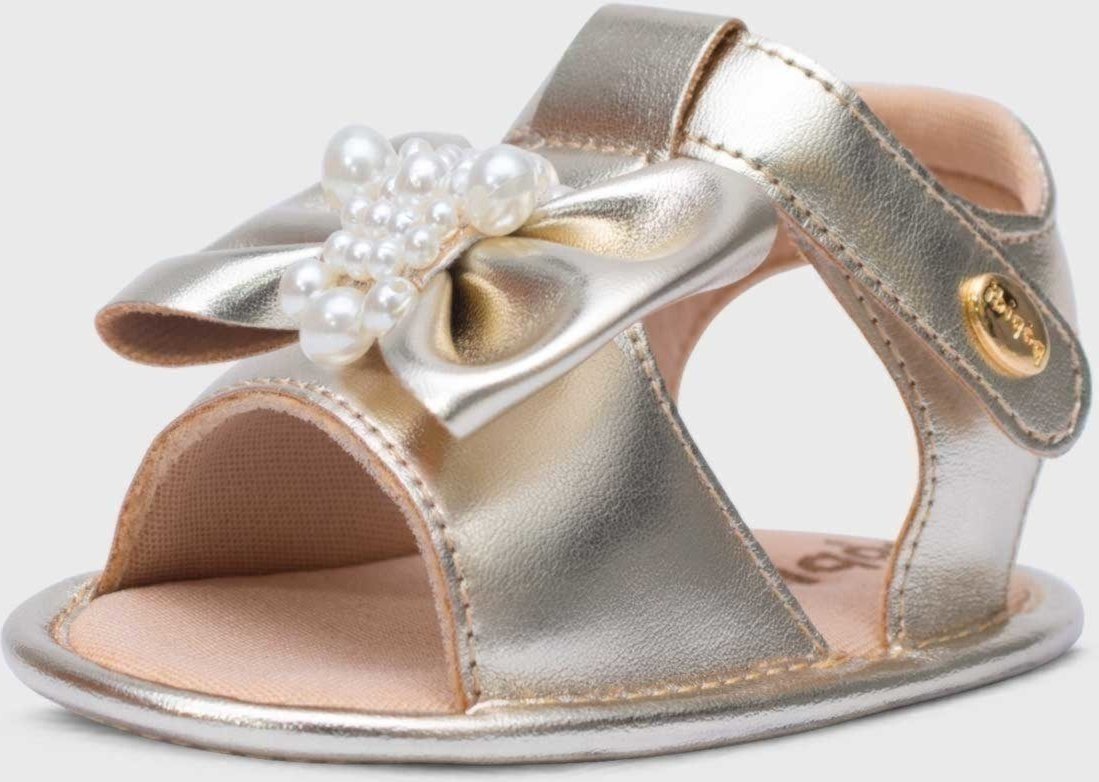 Imagem principal Infantil - Sandalia Popidi Menina Recem-Nascido Laço Perola dourado Pópidí dourado