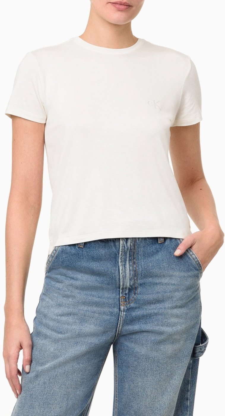 Camiseta Feminina Viscolycra Calvin Klein Jeans - Off White