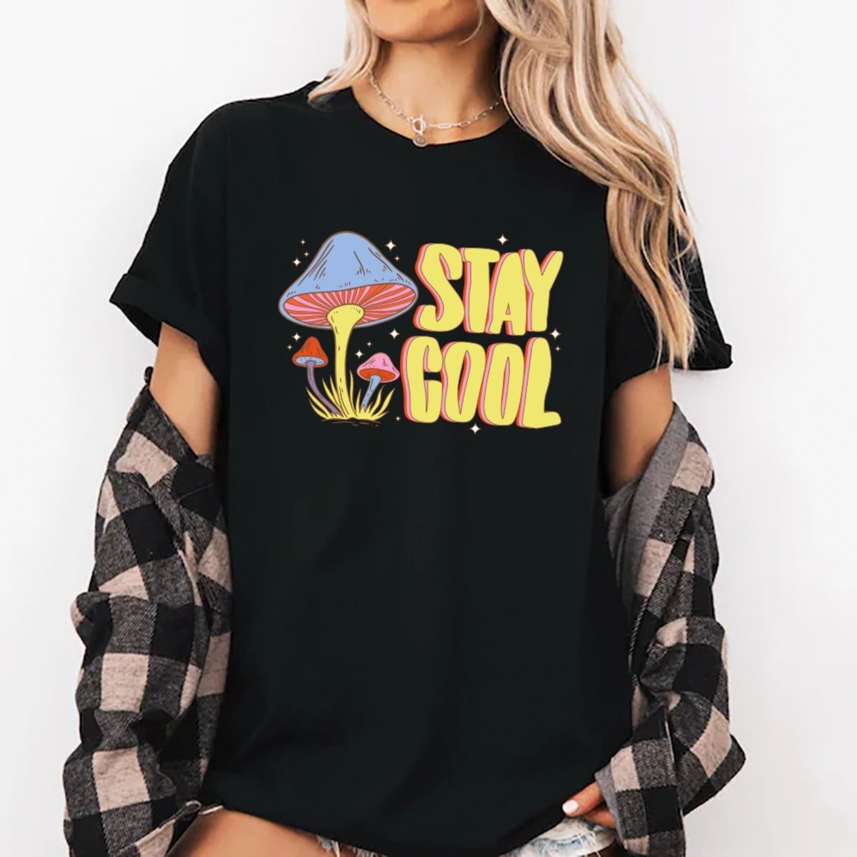 Imagem principal Camiseta Ousy Cogumelos Stay Cool Oversized Unissex preto ousy preto