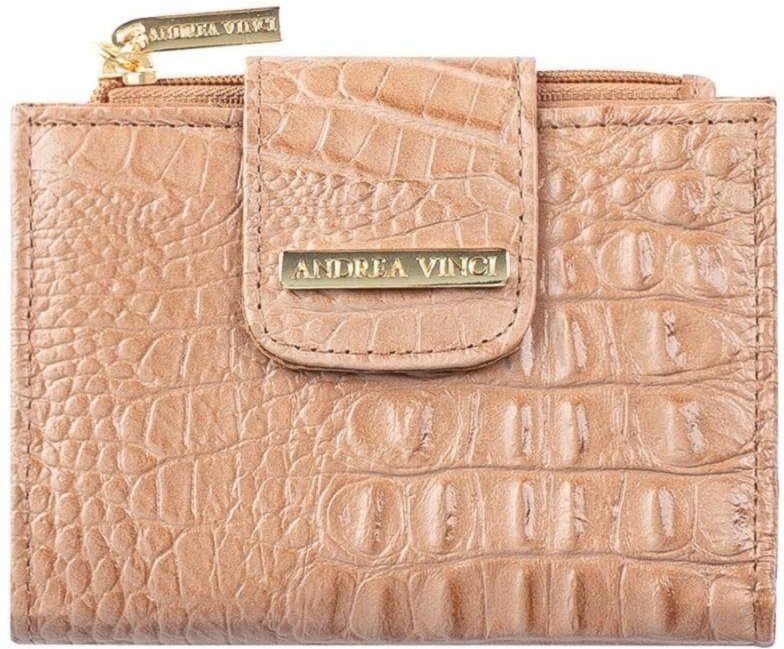 Imagem principal Carteira Andrea Vinci Feminina De Couro Croco Linna 11x13cm bege Andrea Vinci bege