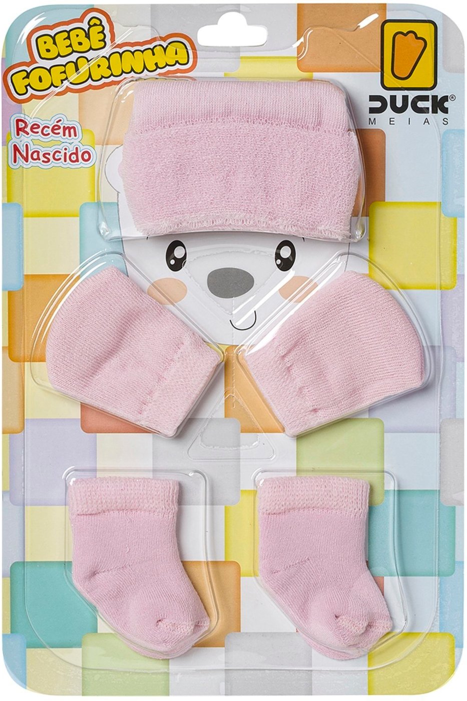 Imagem principal Infantil - Kit Saida De Maternidade Feminino Touca Luva Com Meia Claro Angipé rosa Angipé rosa