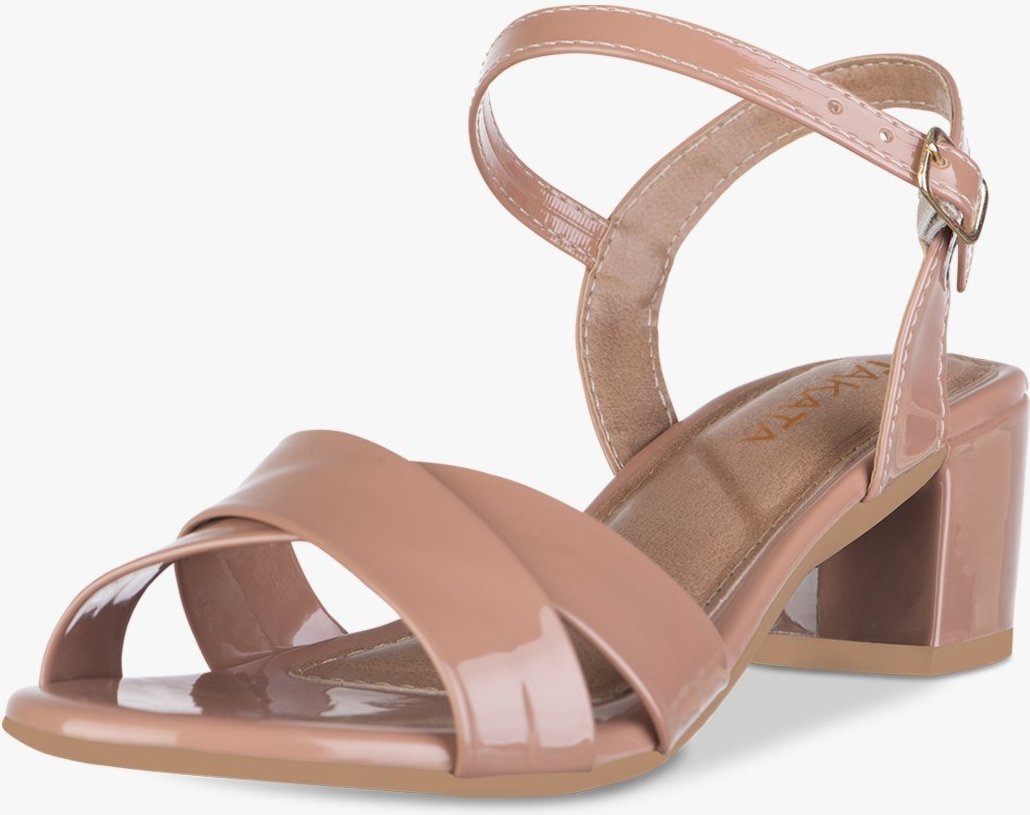 Sandália Feminina Salto Bloco Baixo Tiras Cruzadas