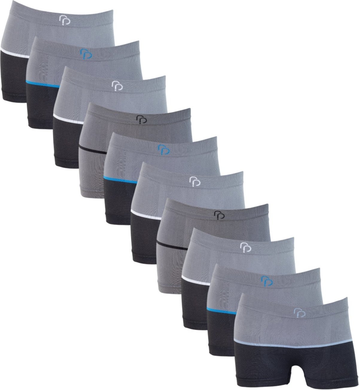 Imagem principal Kit 10 Cuecas Boxer Sem Costura Rafa Parize Meninos Sortida azul/branco/cinza/preto RAFA PARIZE azul/branco/cinza/preto