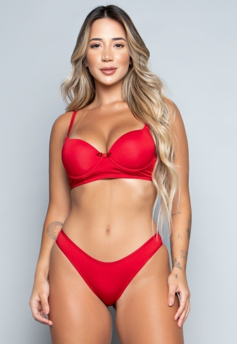 Imagem principal Conjunto Lingerie Básico Vekyo Calcinha e Sutiã Com Bojo vermelho VEKYO vermelho