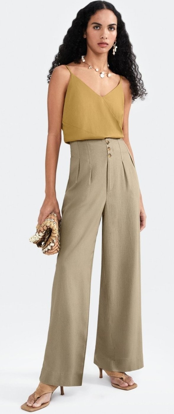 Imagem principal Regata Feminina Decote V Com Linho Hering cáqui Hering cáqui