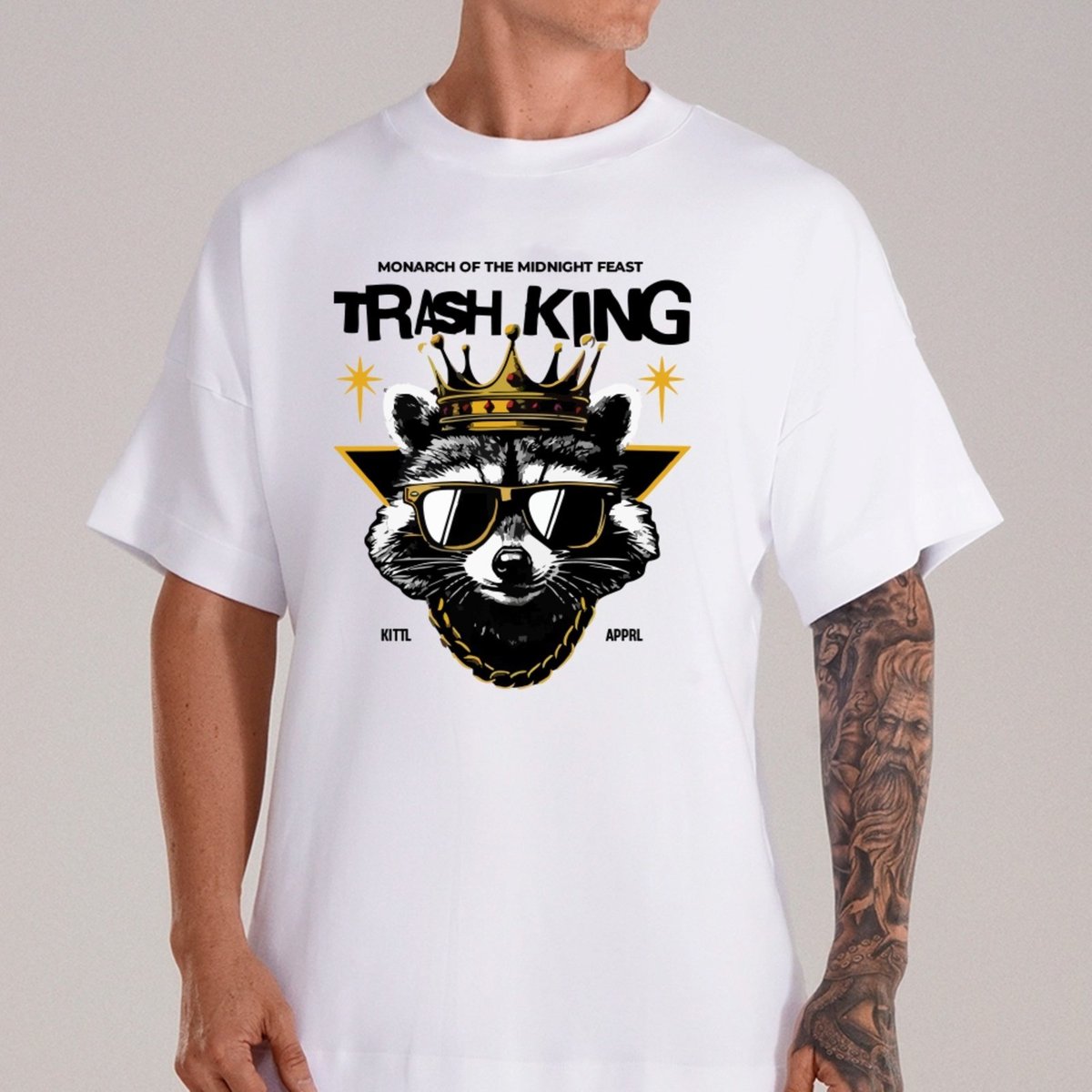 Imagem principal Camiseta Ousy Unissex Streetwear Trash King Guaxinim Coroado Oversized branco ousy branco