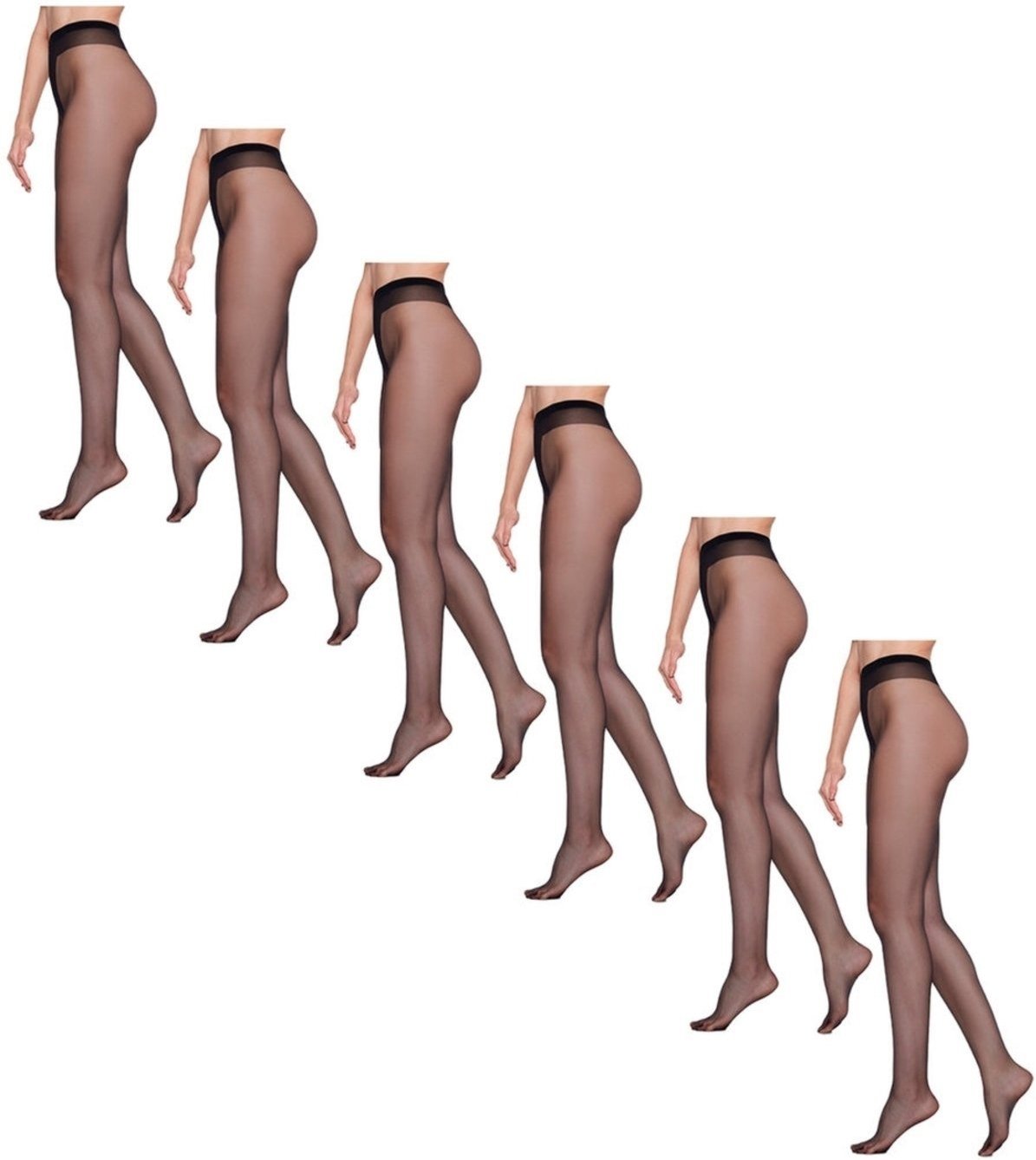 Kit com 6 Meias Calças Fio 15 Essencial Loba