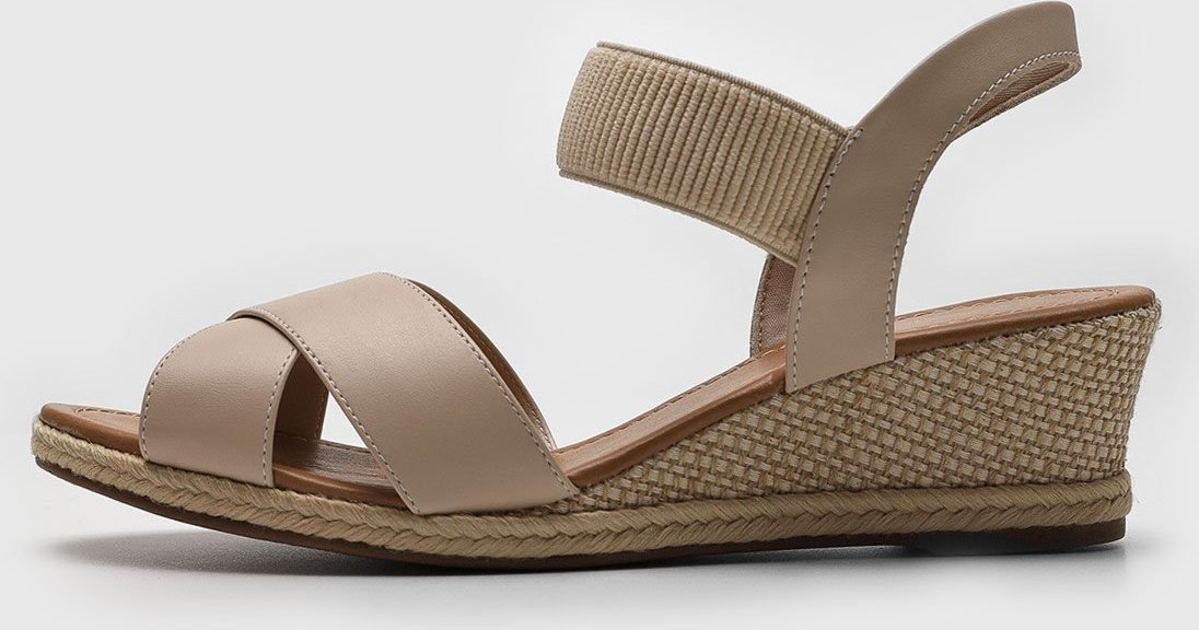 Imagem principal Sandália Feminina cê Salto Anabela Tiras Cruzadas BEBECÊ nude BEBECÊ nude