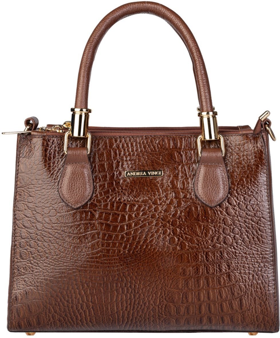 Imagem principal Bolsa Andrea Vinci Grande De Couro Croco Estruturada Emilia - Whisky café Andrea Vinci café