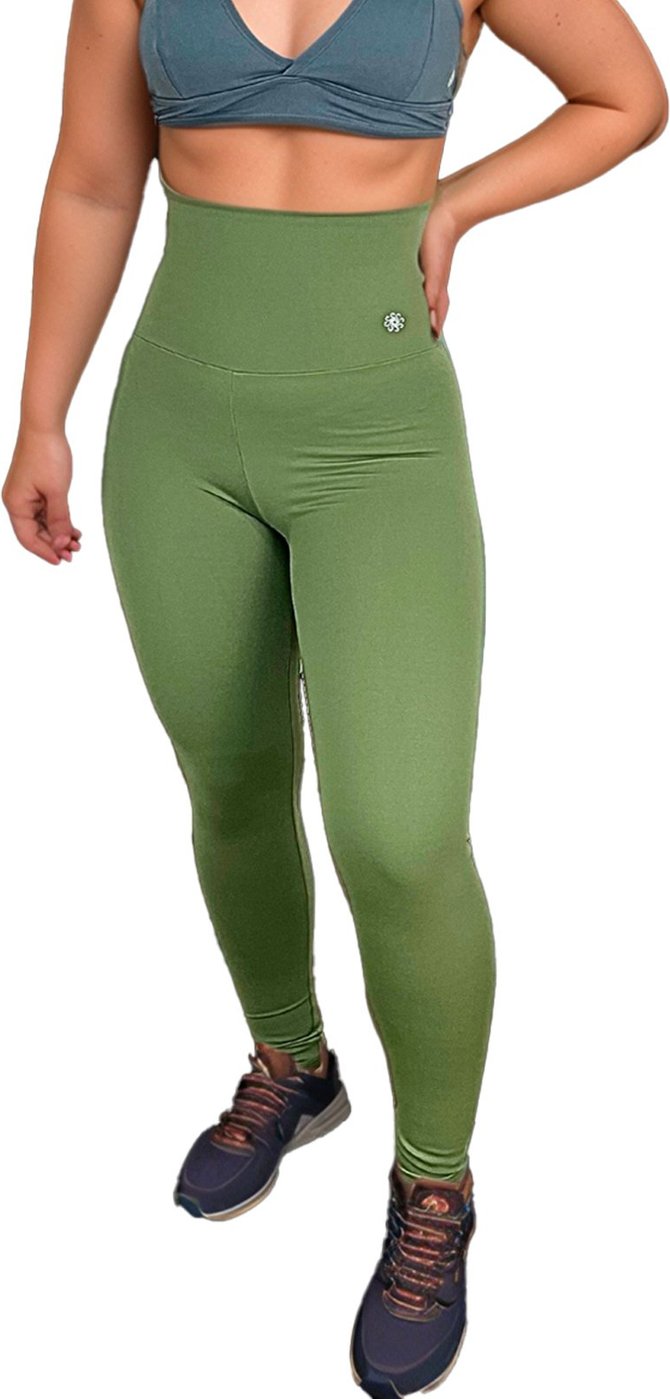 Imagem principal Calça Legging Suport Fitness Cintura Alta Cós de Compressão Tecido Emana uv50+ verde/verde militar/verde oliva Suport Fitness verde/verde militar/verde oliva