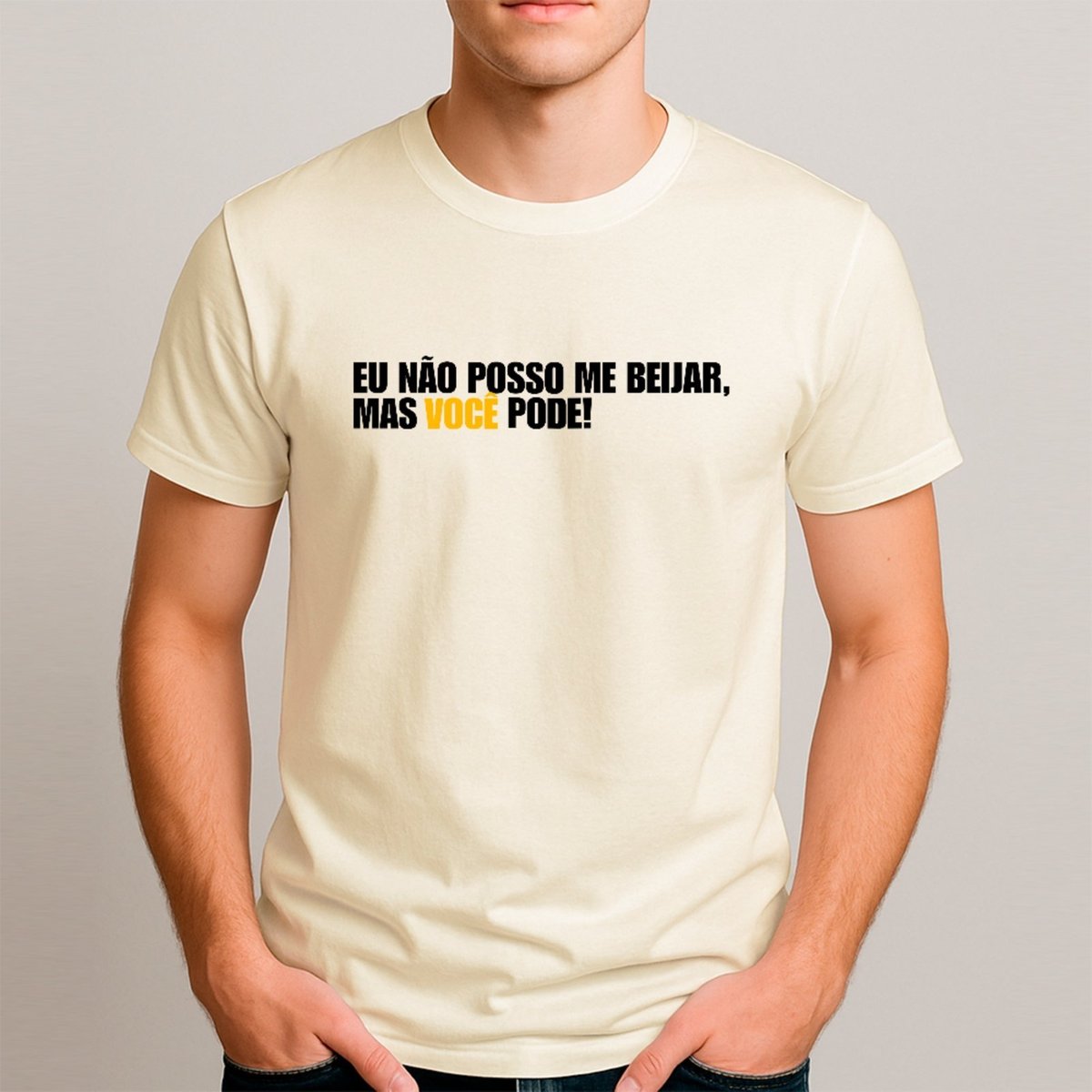 Imagem principal Camiseta Ousy Básica Você Pode Beijar Carnaval Solteiro Unissex Off White off-white white ousy off-white white