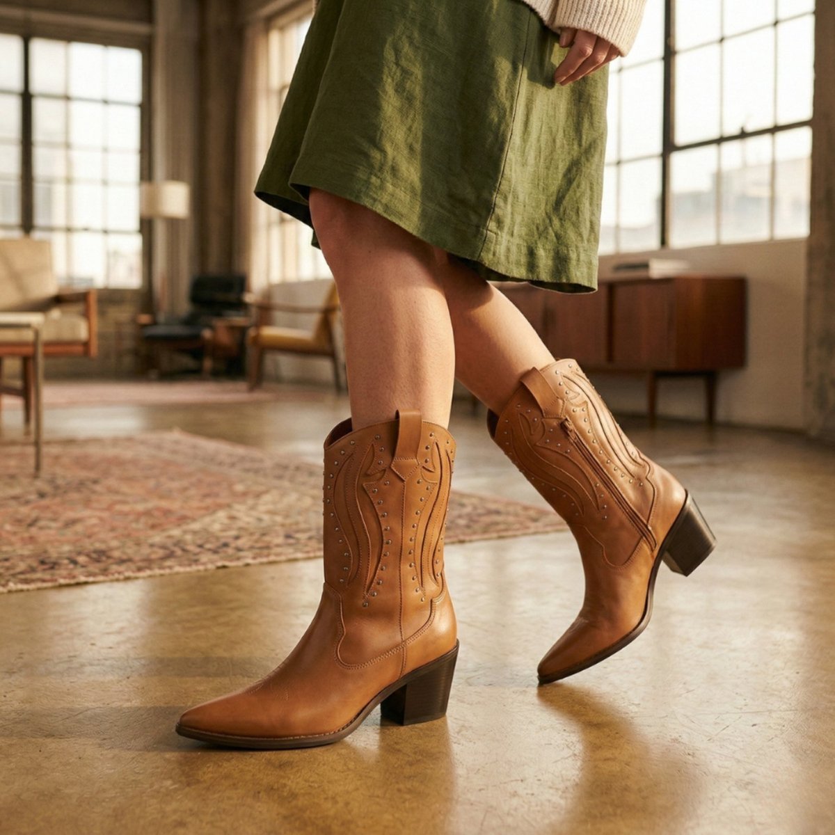 Imagem principal Bota Maria Paua Store Texana Feminina Country Western Couro Cano Médio Luxo preto preto