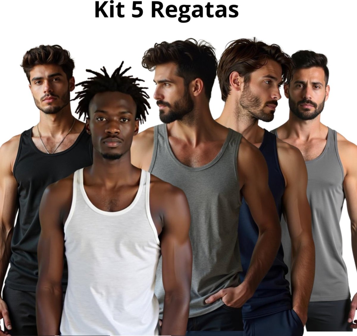 Kit 5 Regatas Masculinas Th6 100% Algodão Premium Lisas Casuais