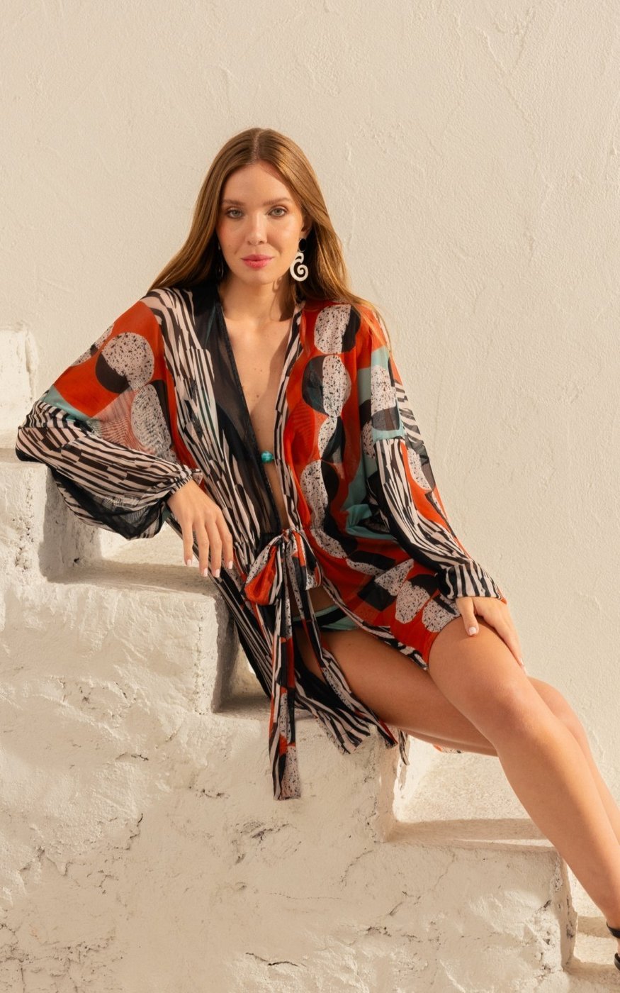 Imagem principal Saída de Praia Curta Tule Solar SP1577BQ De Chelles estampado De Chelles estampado