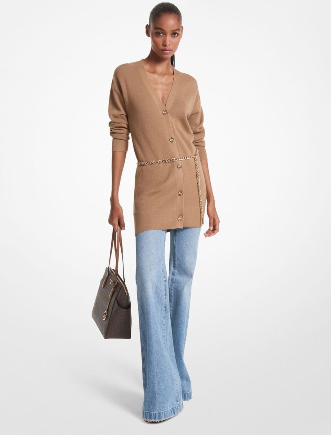 Imagem principal Cardigã De Lã Com Cinto Mf360o24vr211 Michael Kors nude Michael Kors nude