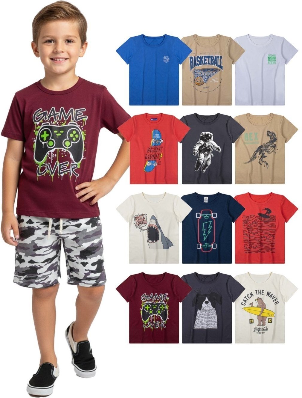 Imagem principal Infantil - Kit Sortido 5 Camisetas Estampadas Menino Babei no Look unico Babei no Look unico