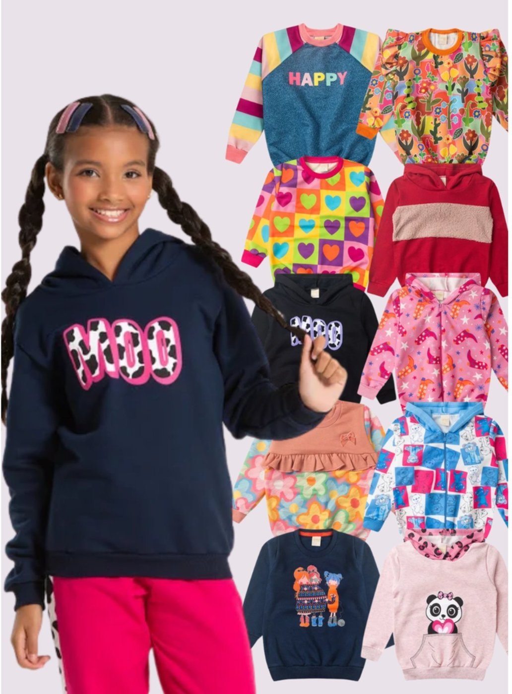 Imagem principal Infantil - Casaco Molekada Menina Sortido em Moletom Felpado multicolorido Molekada multicolorido