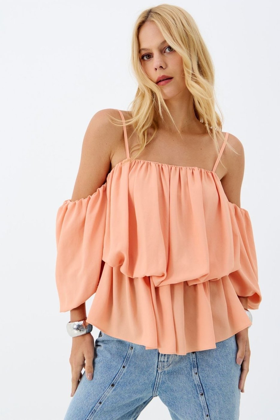 Imagem principal Blusa Ombro a Ombro com Manga Balonê ACT FEMININO coral ACT FEMININO coral