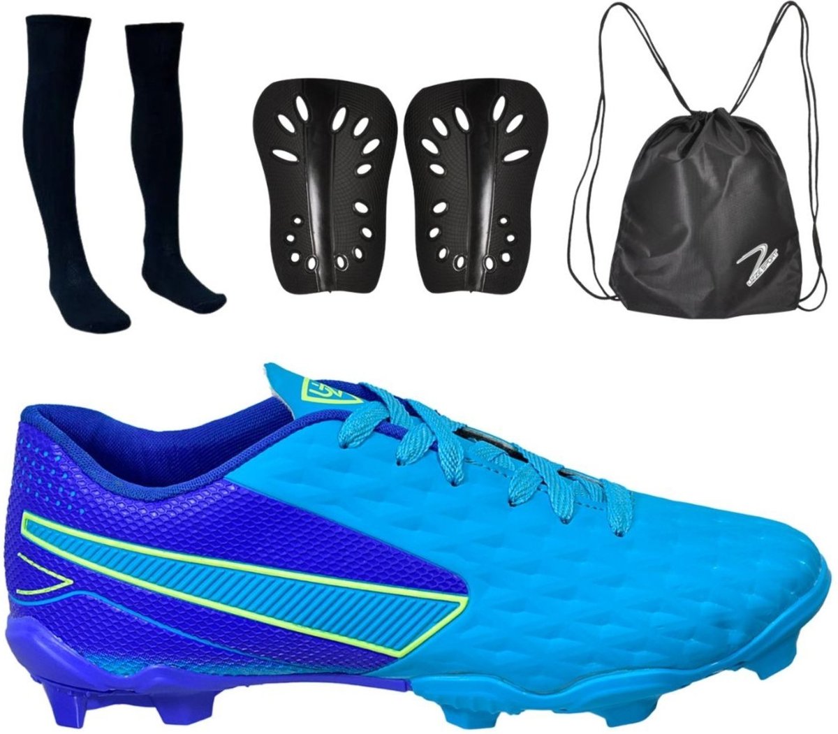 Chuteira Campo Impactor Gramado Uzze Costurada + Meião + Mochila + Caneleira