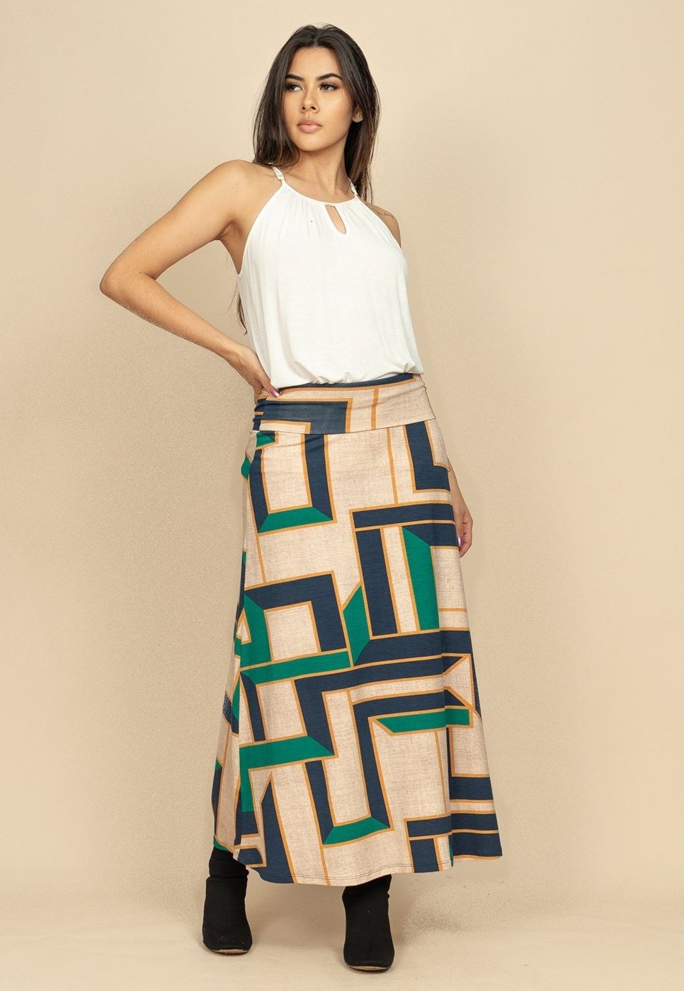 Saia Longa Malha SAZ Estampa Chapada de Areia