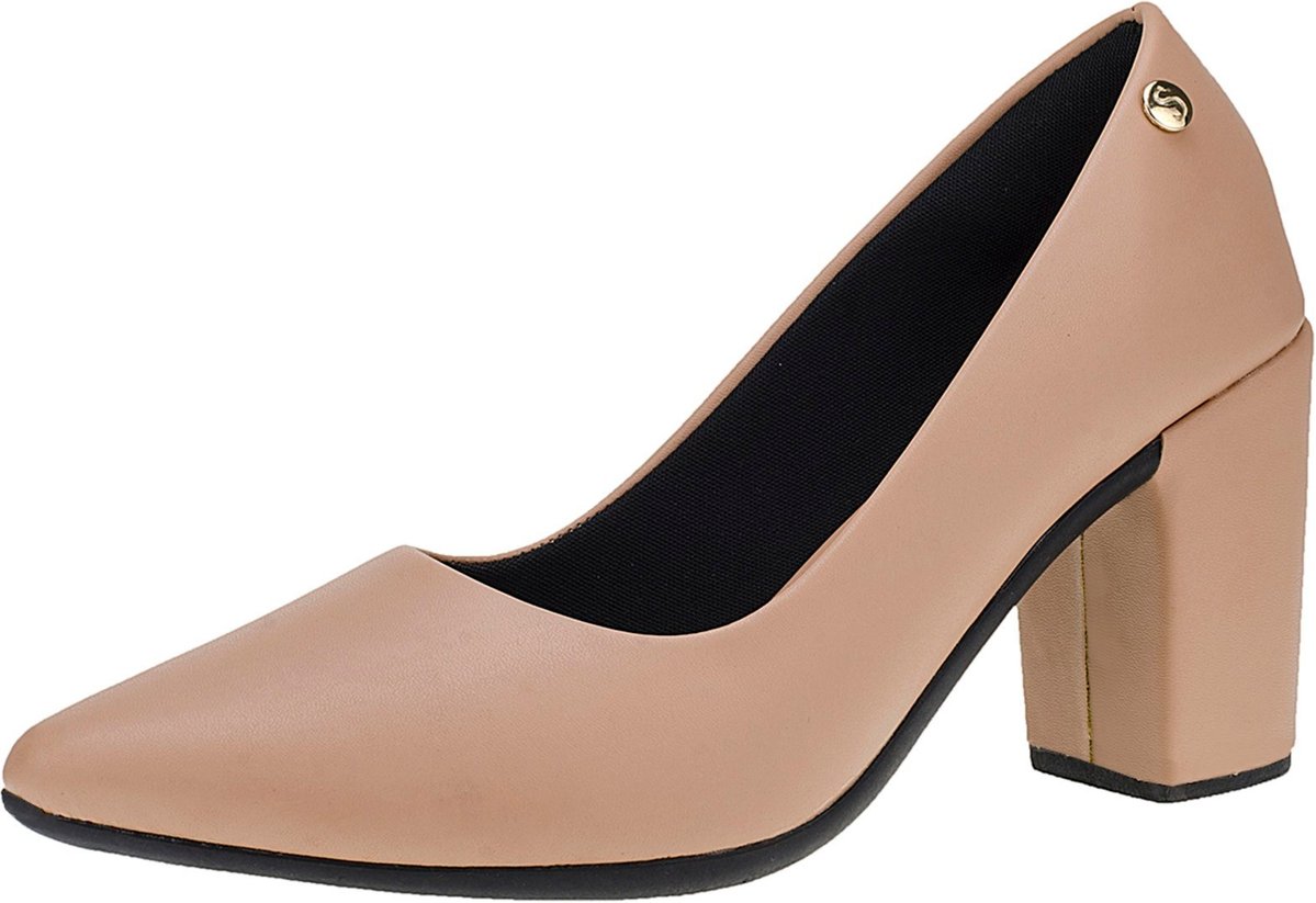 Imagem principal Scarpin Feminino Bico Fino Sapato Social Shekinah Moda Elegante Macio nude Shekinah nude