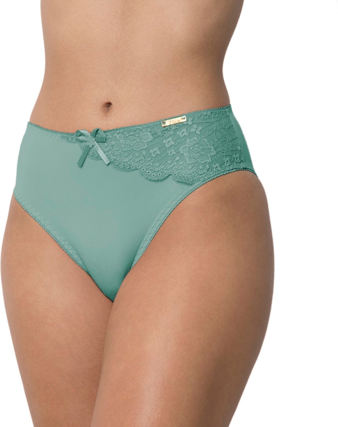Imagem principal Calcinha Conforto Gabi Lingerie Calça Microfibra com Renda Lateral Cintura Alta Caribe azul/verde azul Gabi Lingerie azul/verde azul