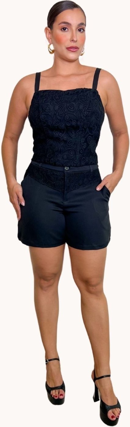 Imagem principal CROPPED COM FRENTE DE RENDA Art Livre preto Art Livre preto