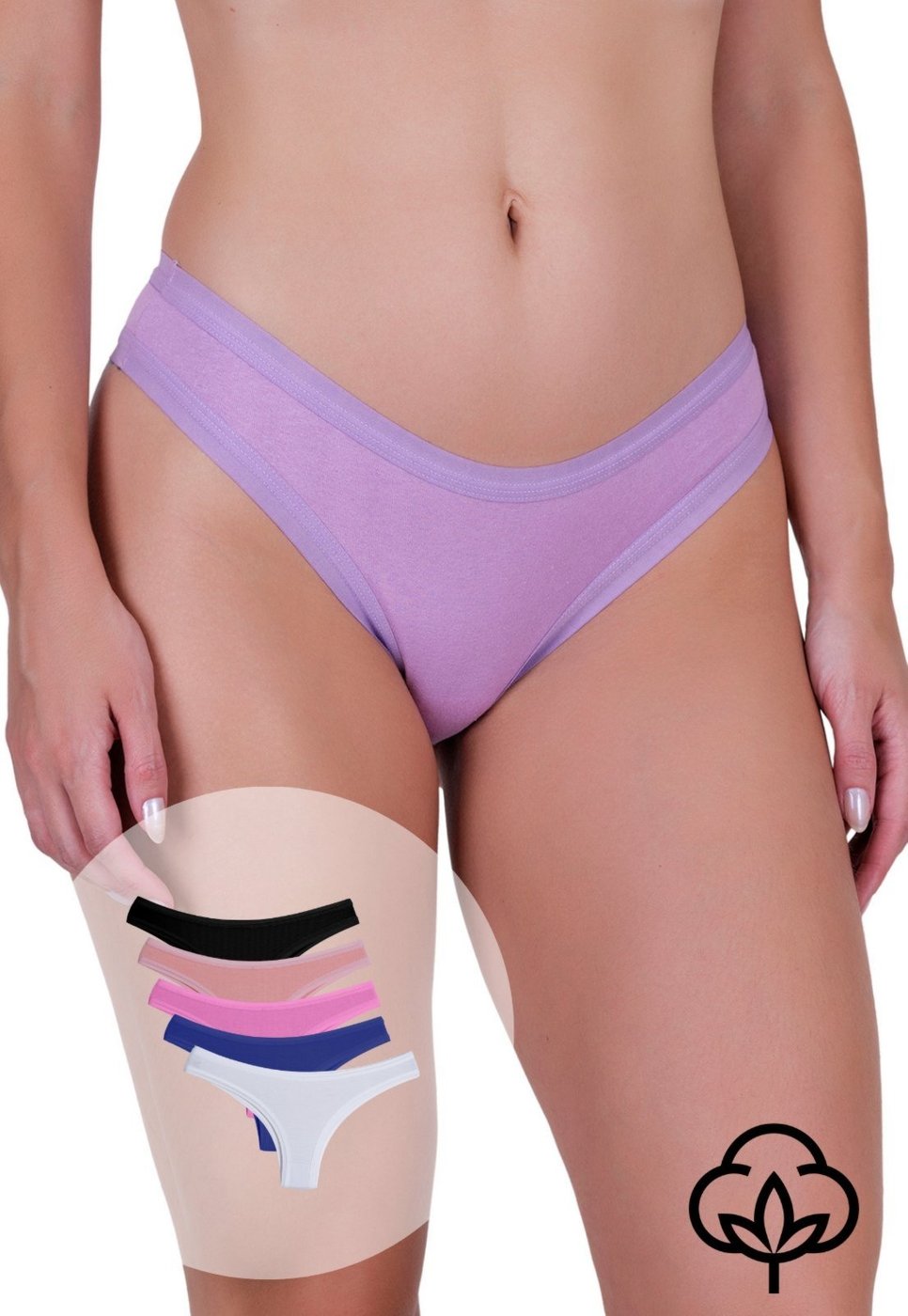 Kit 5 Calcinhas Femininas Algodão Confortável Elástico Aberto Não Marca