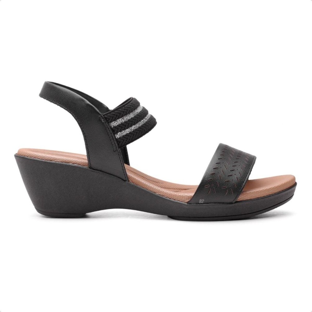 Imagem principal Sandália Usaflex Anabela Elástico Tiras Feminina preto Usaflex preto