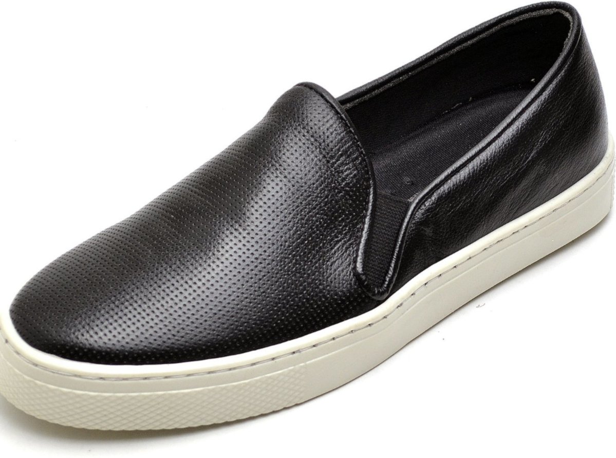 Imagem principal Tênis Slip on Casual Iate Nine4 Couro Legítimo Estampa diamante preto Nine4 preto