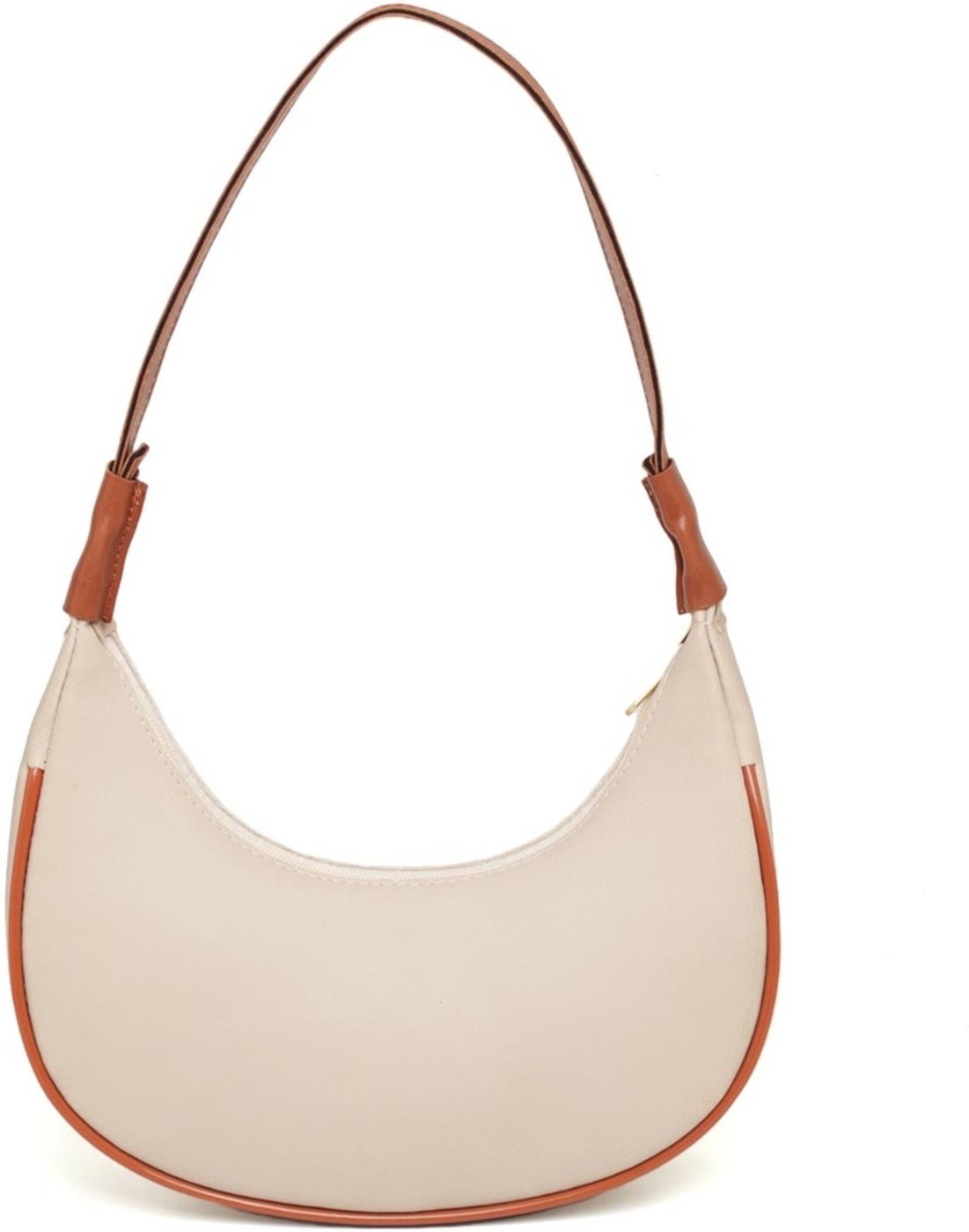 Imagem principal Bolsa Feminina Casual Anna Andrade Bolsa Meia Lua Cluth De Ombro Tendência Marfim e bege/caramelo Anna Andrade bege/caramelo