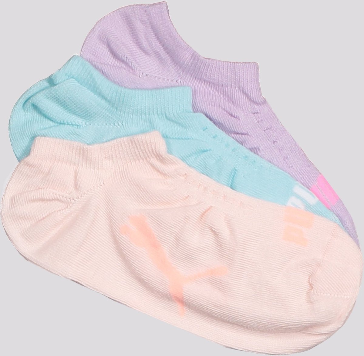 Kit Meia Puma Sapatilha 3 Pares Feminina Lilás Azu