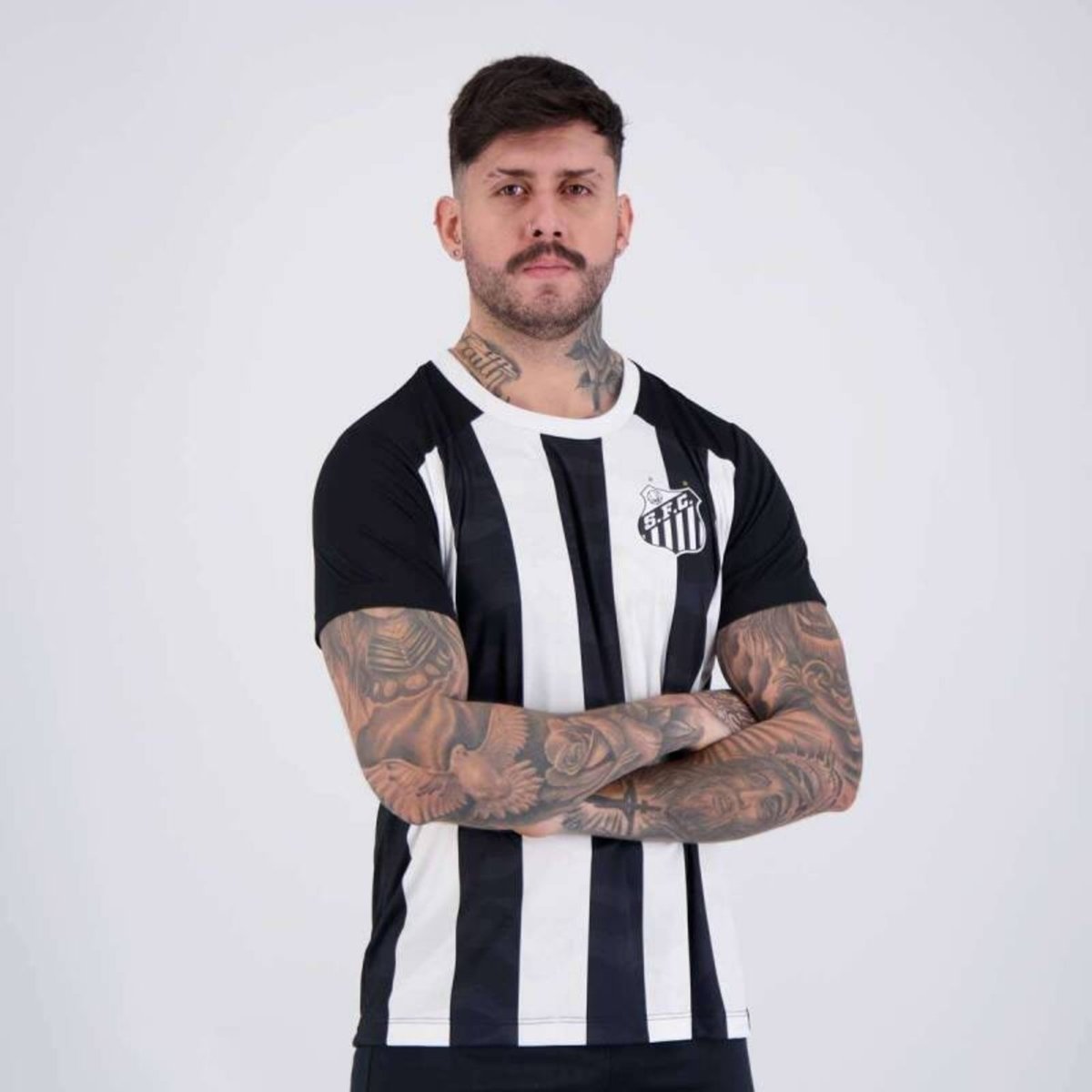 Imagem principal Camiseta Braziline Santos Matriz - Masculina branco preto braziline preto