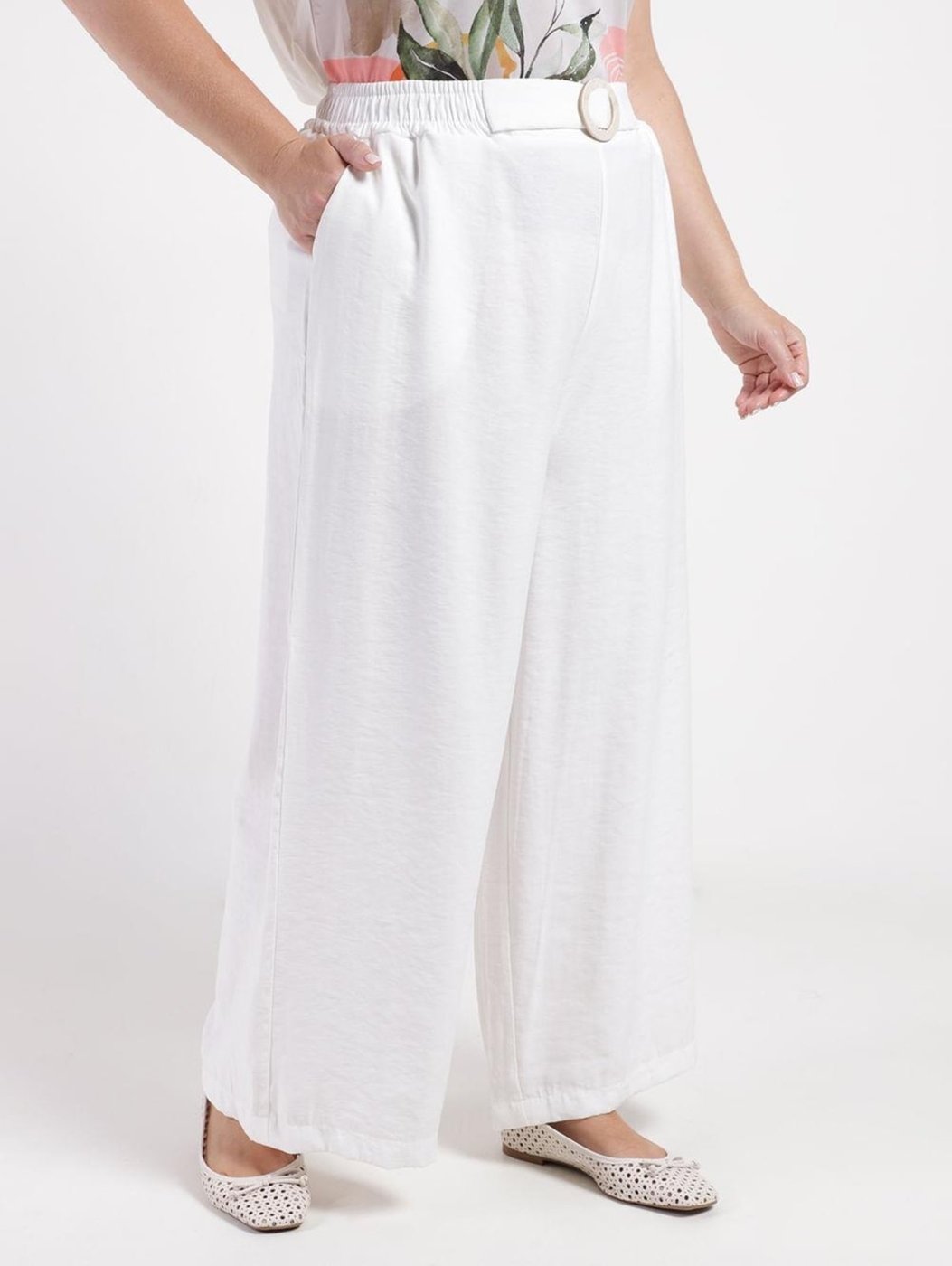 Calça Pantacourt Plus Size Feminina OFF WHITE