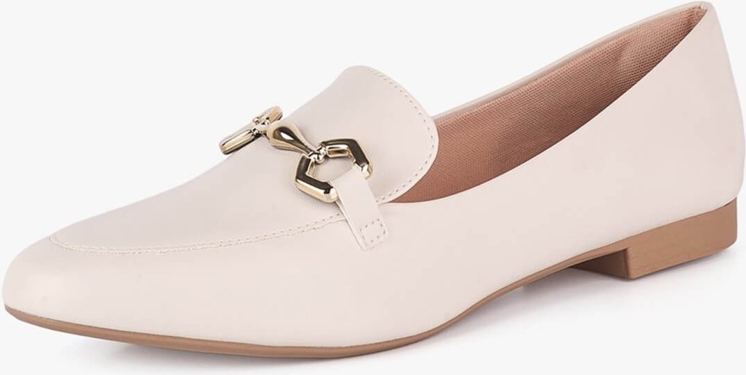 Mocassim Feminino Takata Sapato Bico Rendondo Bridão Abs Metal OffWhite