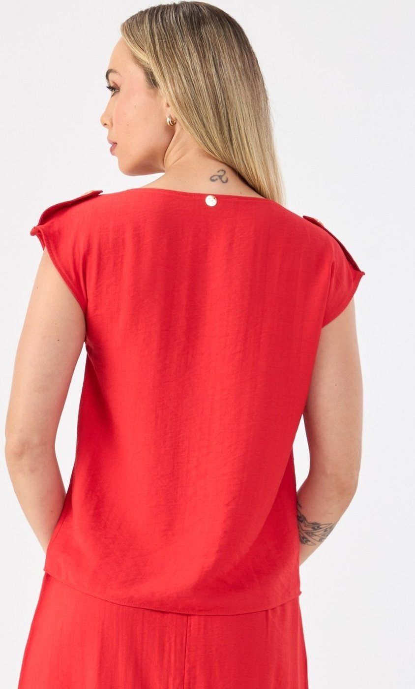 Imagem principal Blusa PKS Viscose Com Botões Ombro Vermelha vermelho PKS vermelho