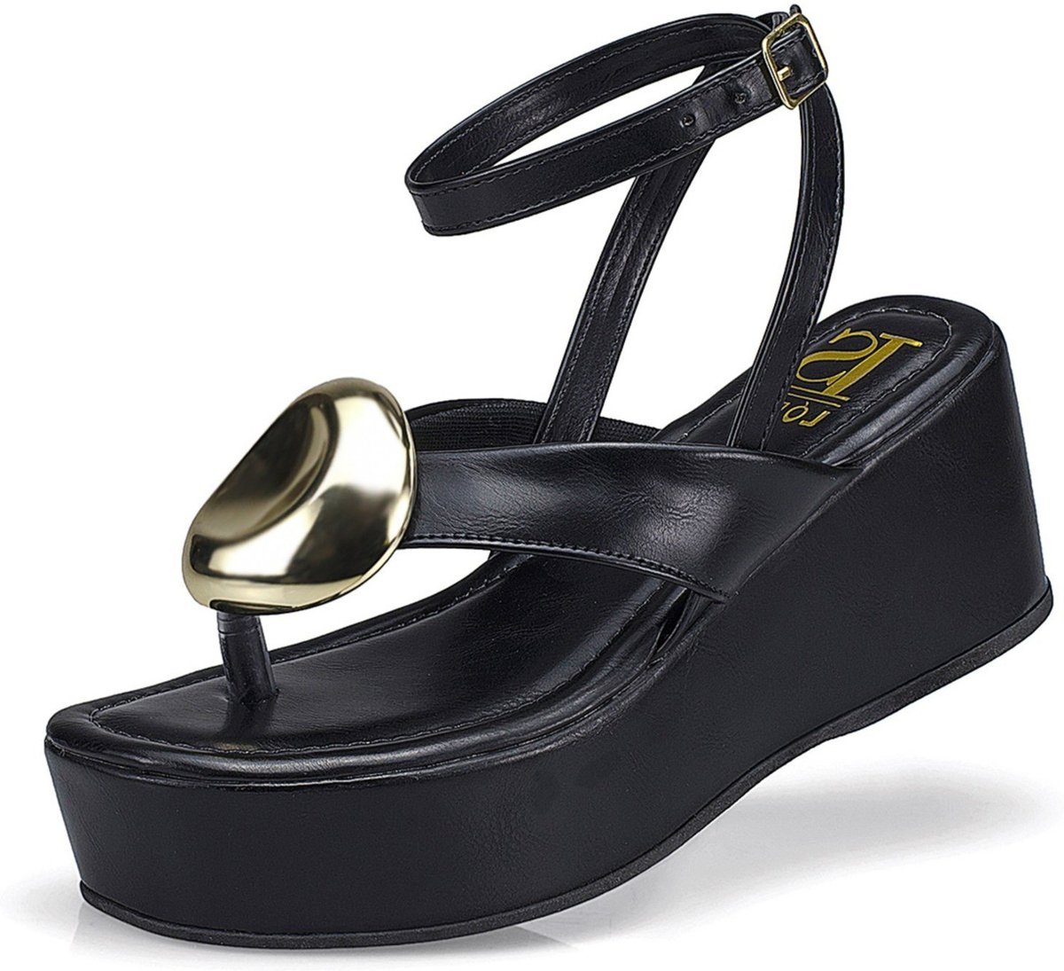 Sandália Feminina Tira Anabela Flatform Fivela Ilhós Moda 430