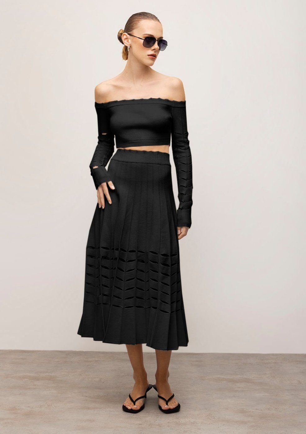 Saia Iódice Midi Fluida Com Recorte